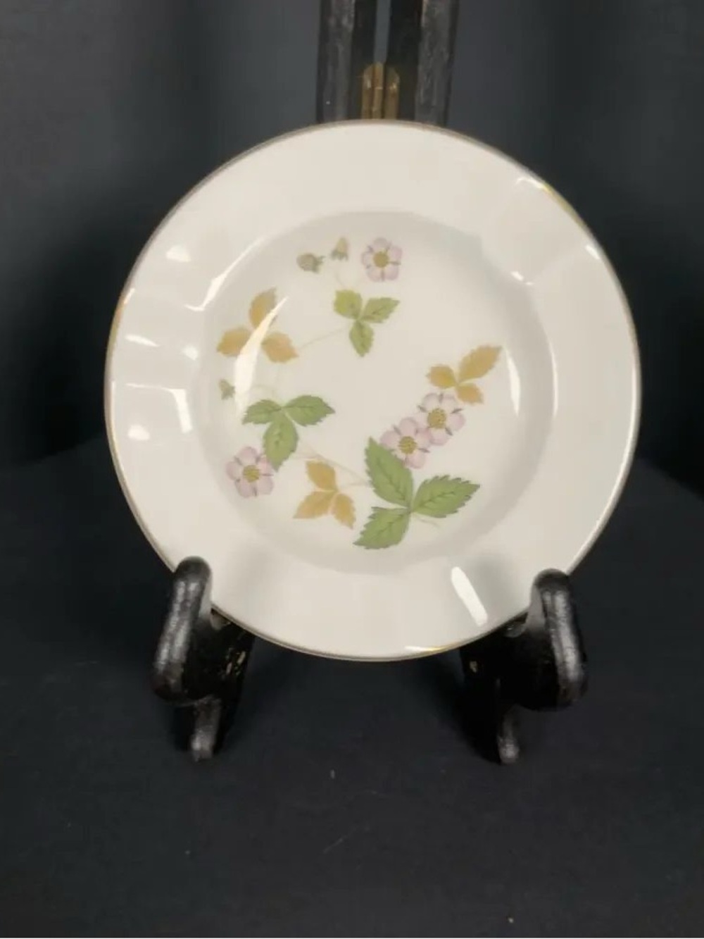Fine China Floral Accent Plate in White with Green and Pink Floral Motif
